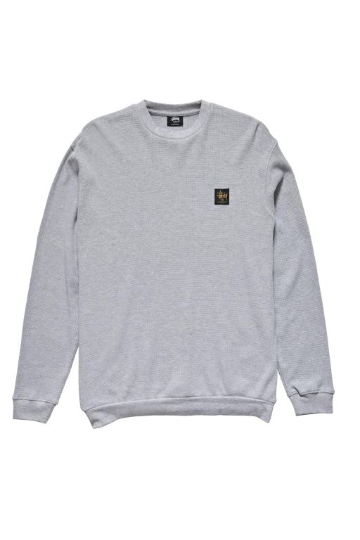 Stussy Mens Workwear Waffle Crew Sweaters Grey - RABCQ2680